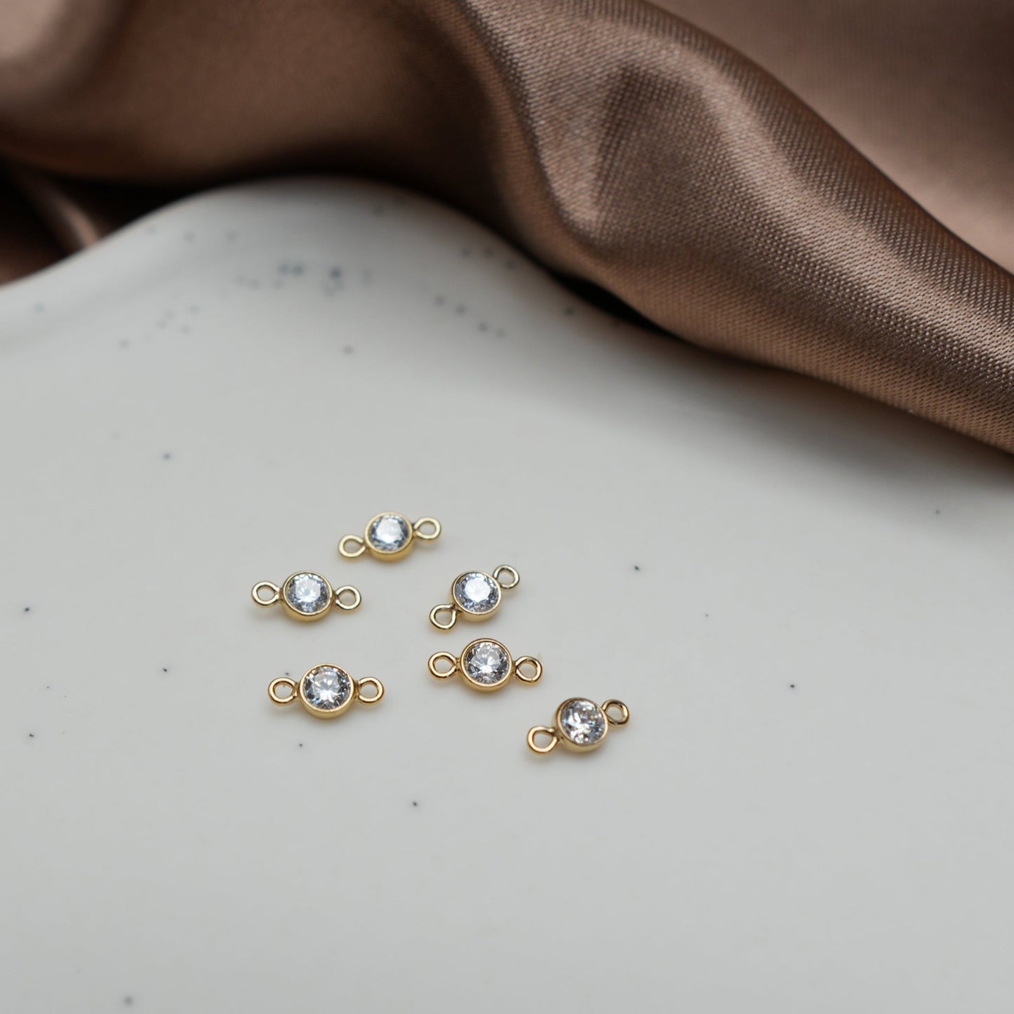 14K Gold Filled White Crystal Connector Charm