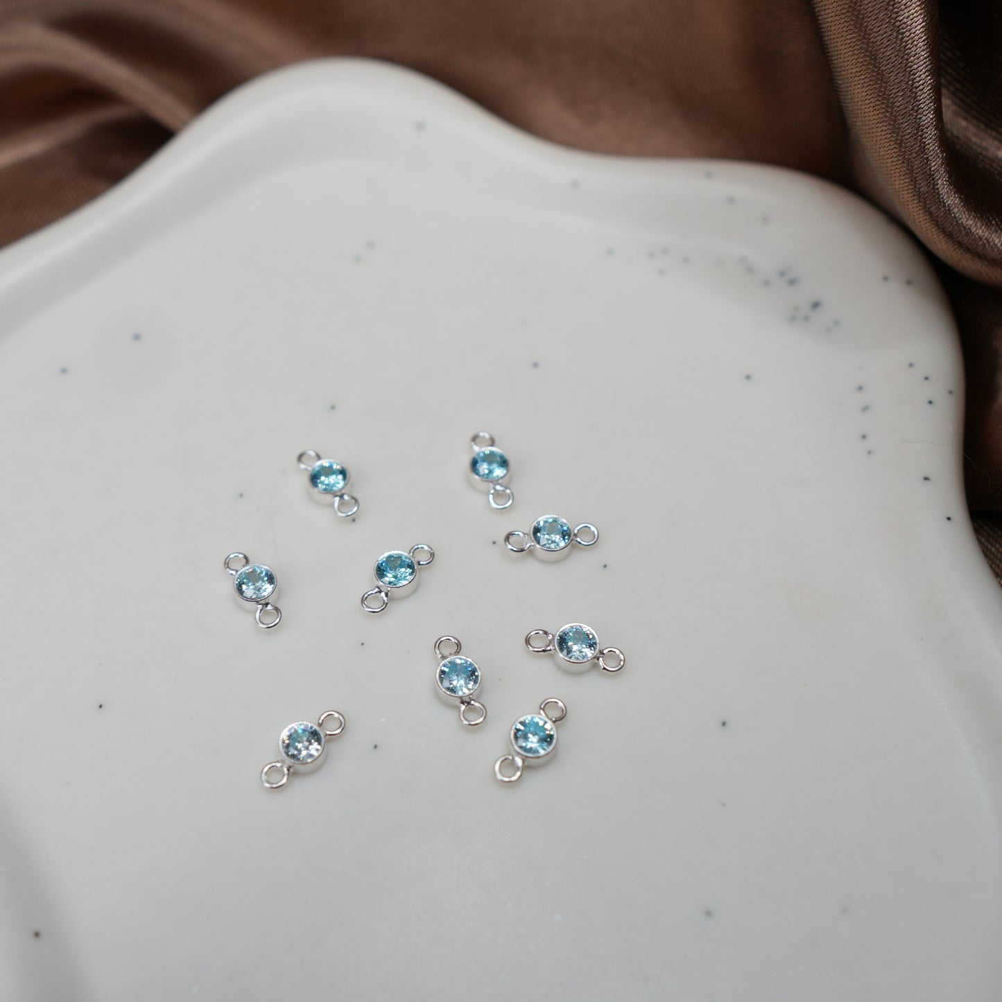 Sterling Silver Aquamarine Connector Charm