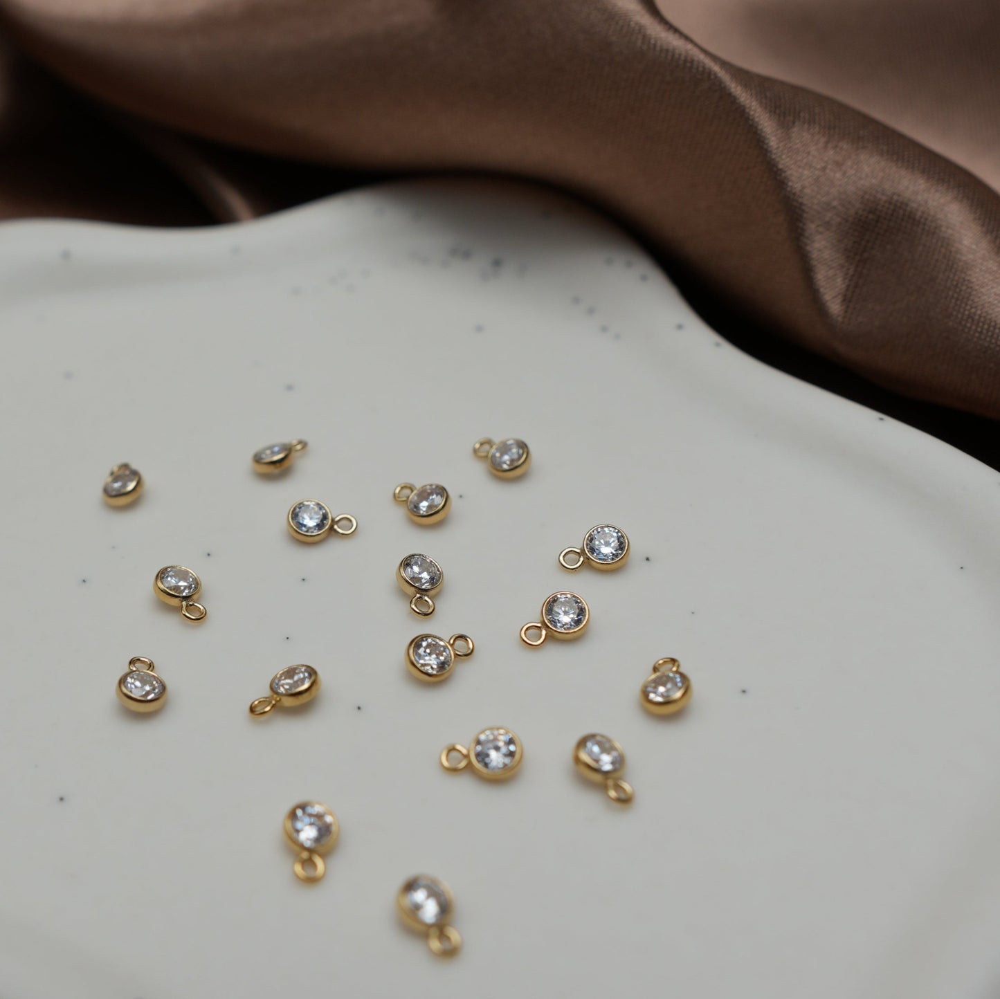 14k Gold Filled White Crystal Pendant Charm