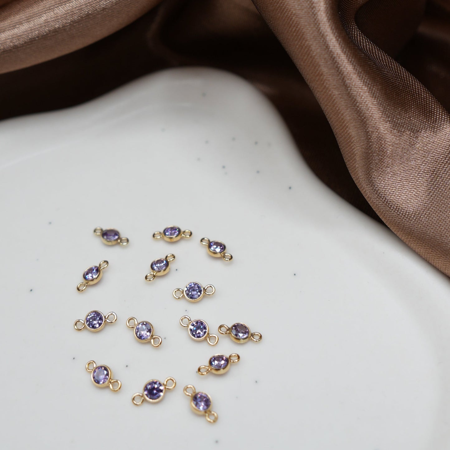 14K Gold Filled Amethyst Connector Charm