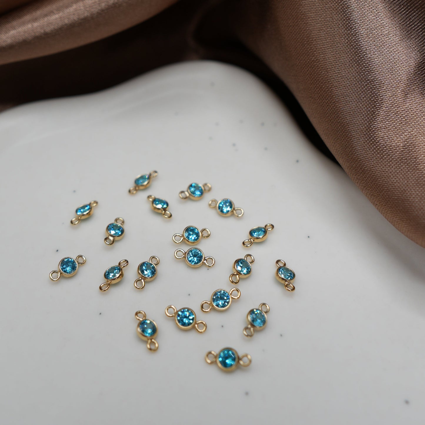 14K Gold Filled Swiss Blue Connector Charm