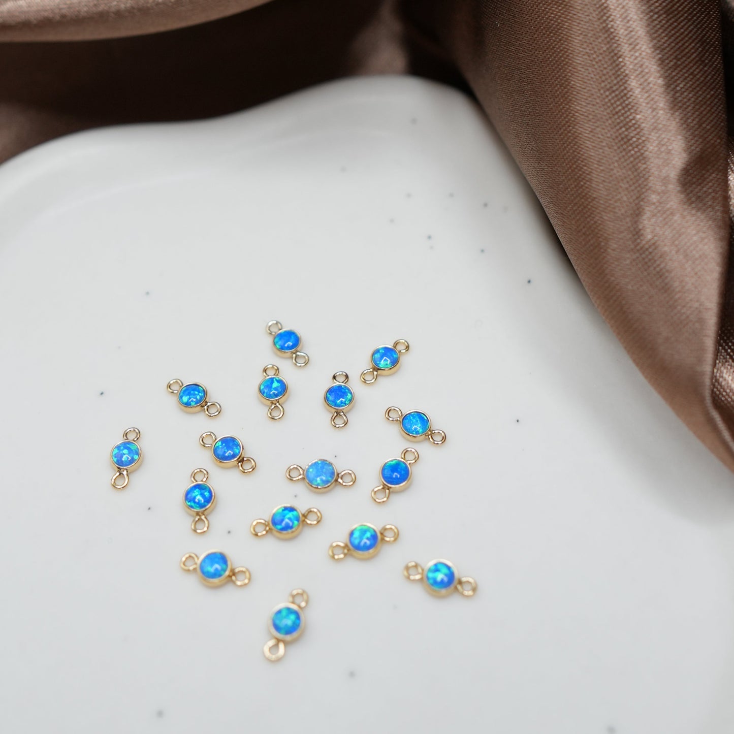 Gold Filled Opal Blue Connector Charm