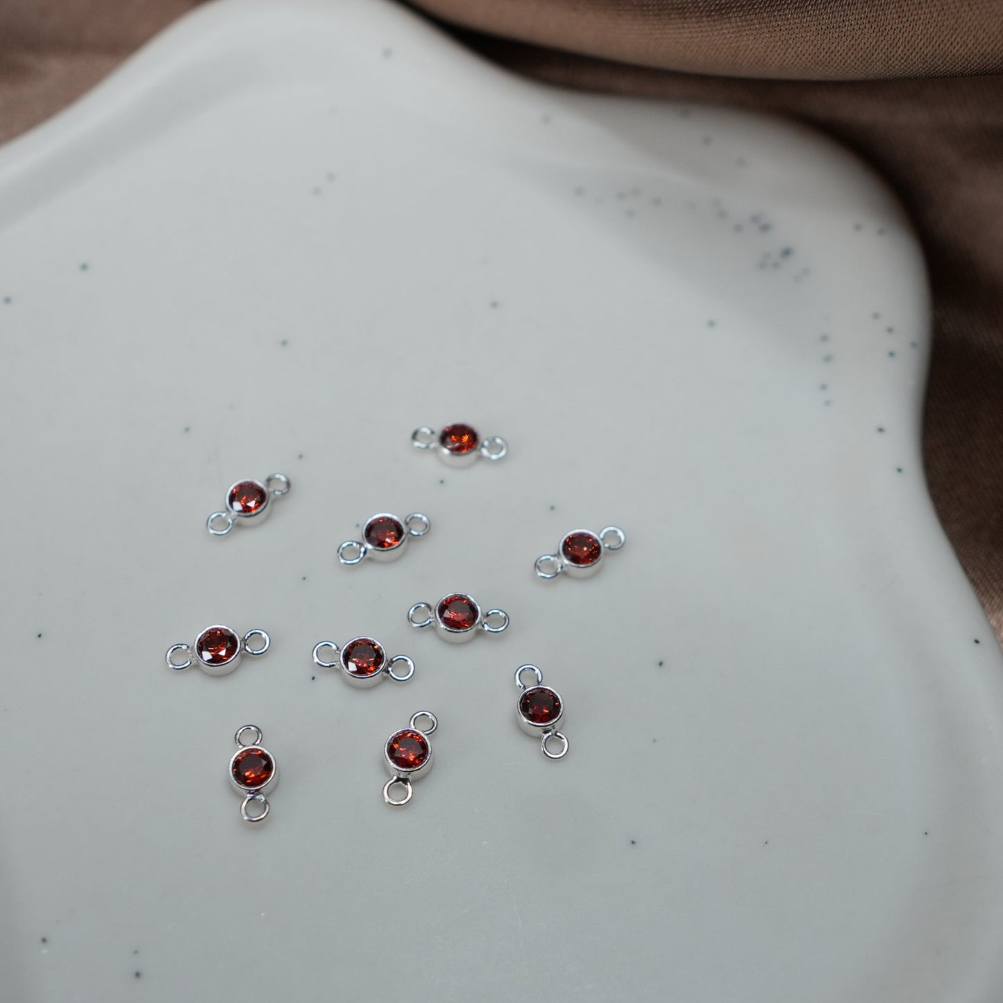 Sterling Silver Garnet Connector Charm