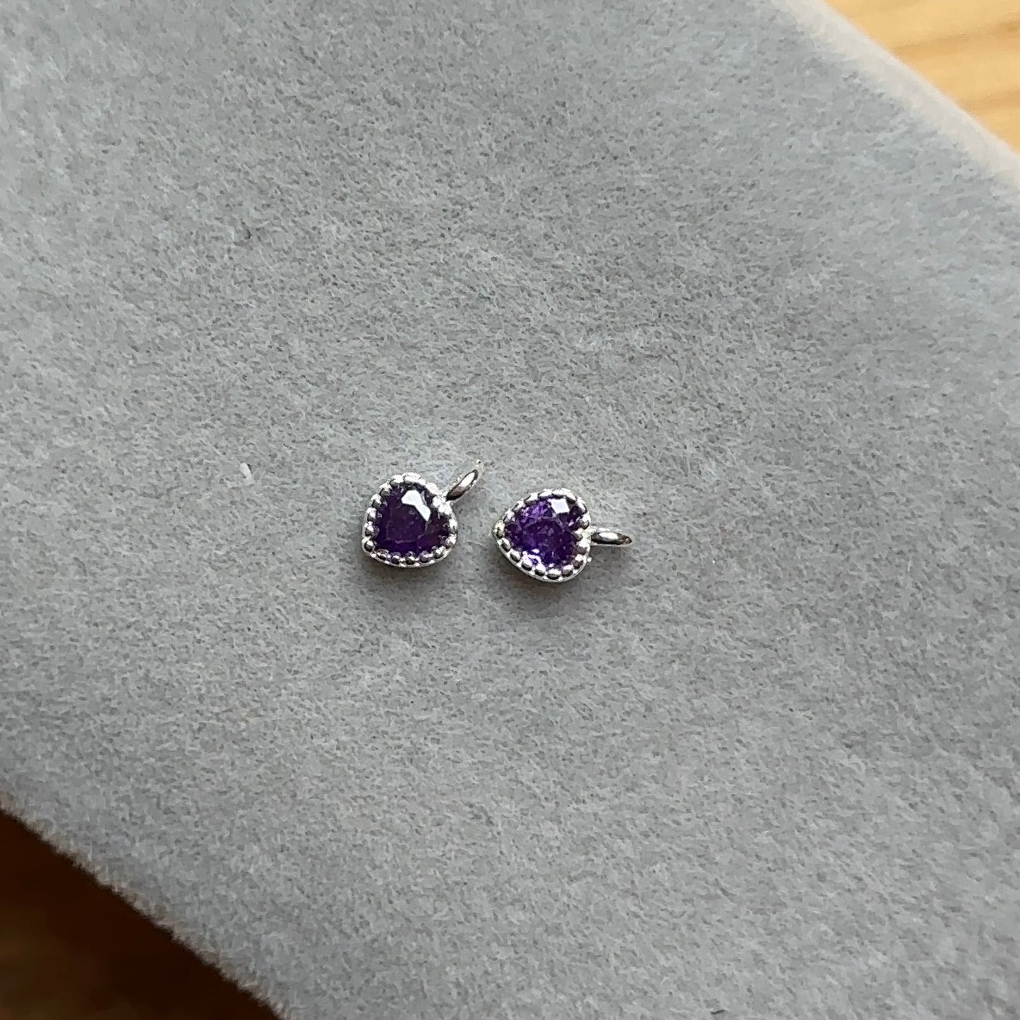 Sterling Silver Purple Heart Pendant Charm