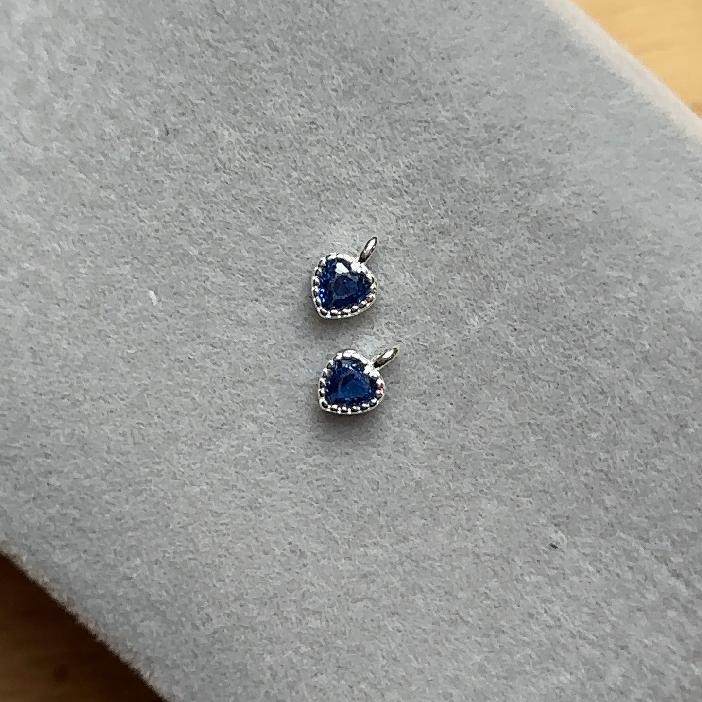 Sterling Silver Dark Blue Heart Pendant Charm