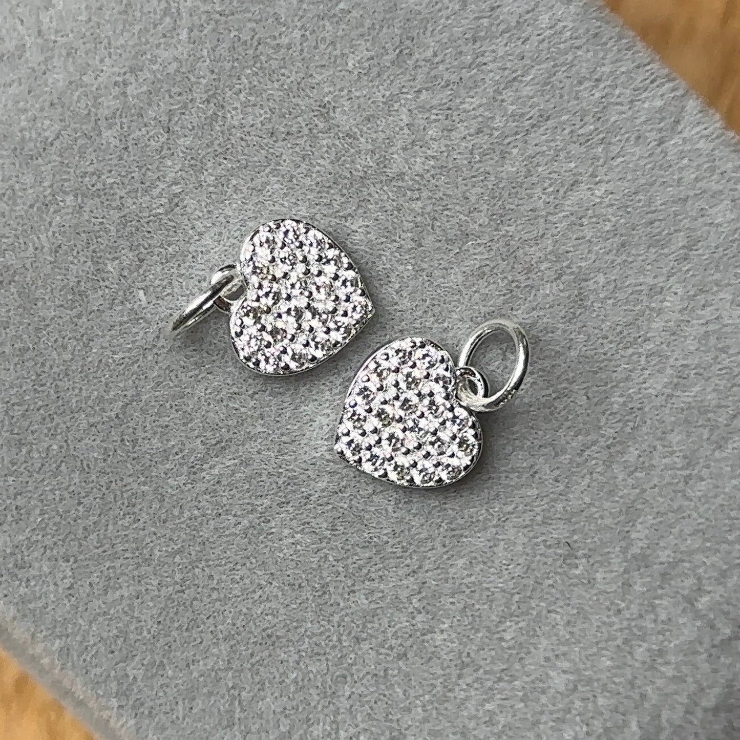 Sterling Silver Large Crystal Heart Charm