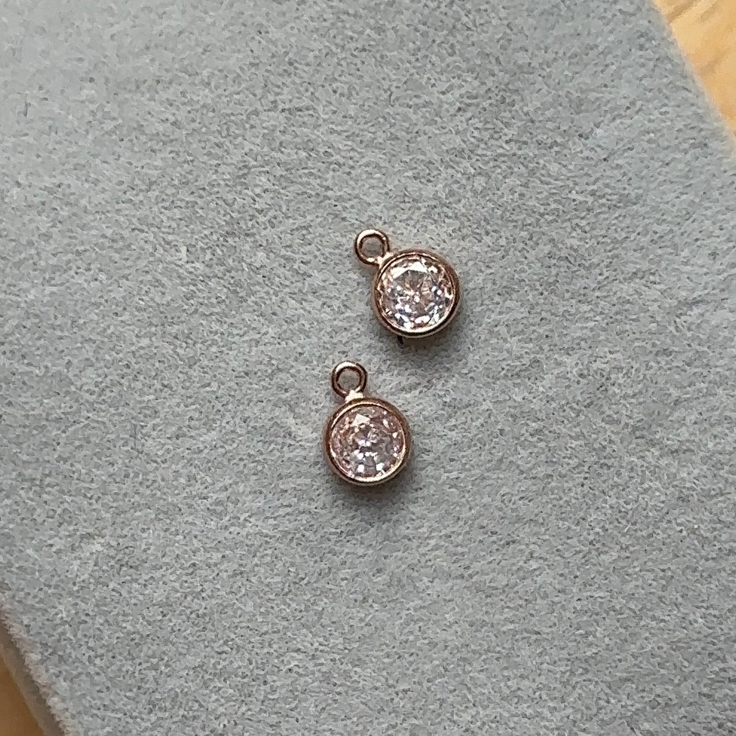 14k Rose Gold Filled White Crystal Pendant Charm
