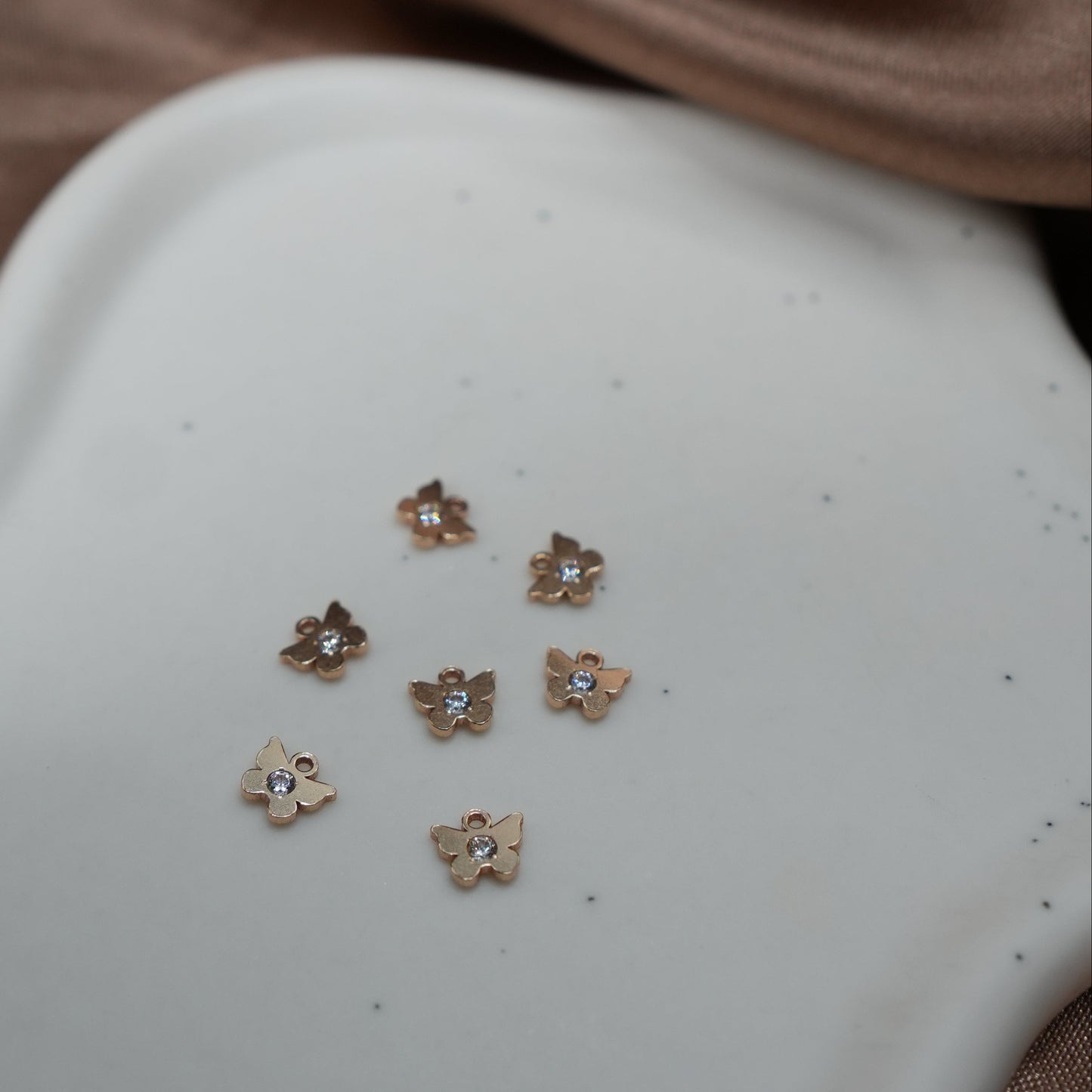 Gold Filled Butterfly Crystals Charm