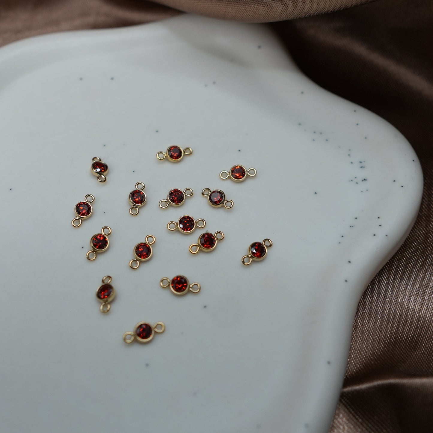 Gold Filled Garnet Connector Charm