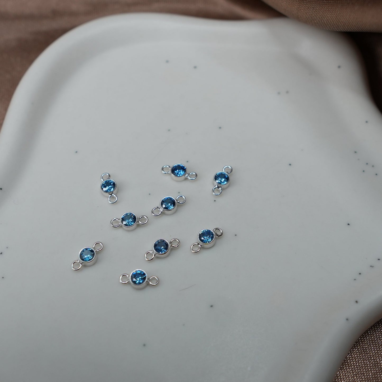 Sterling Silver Aqua Connector Charm