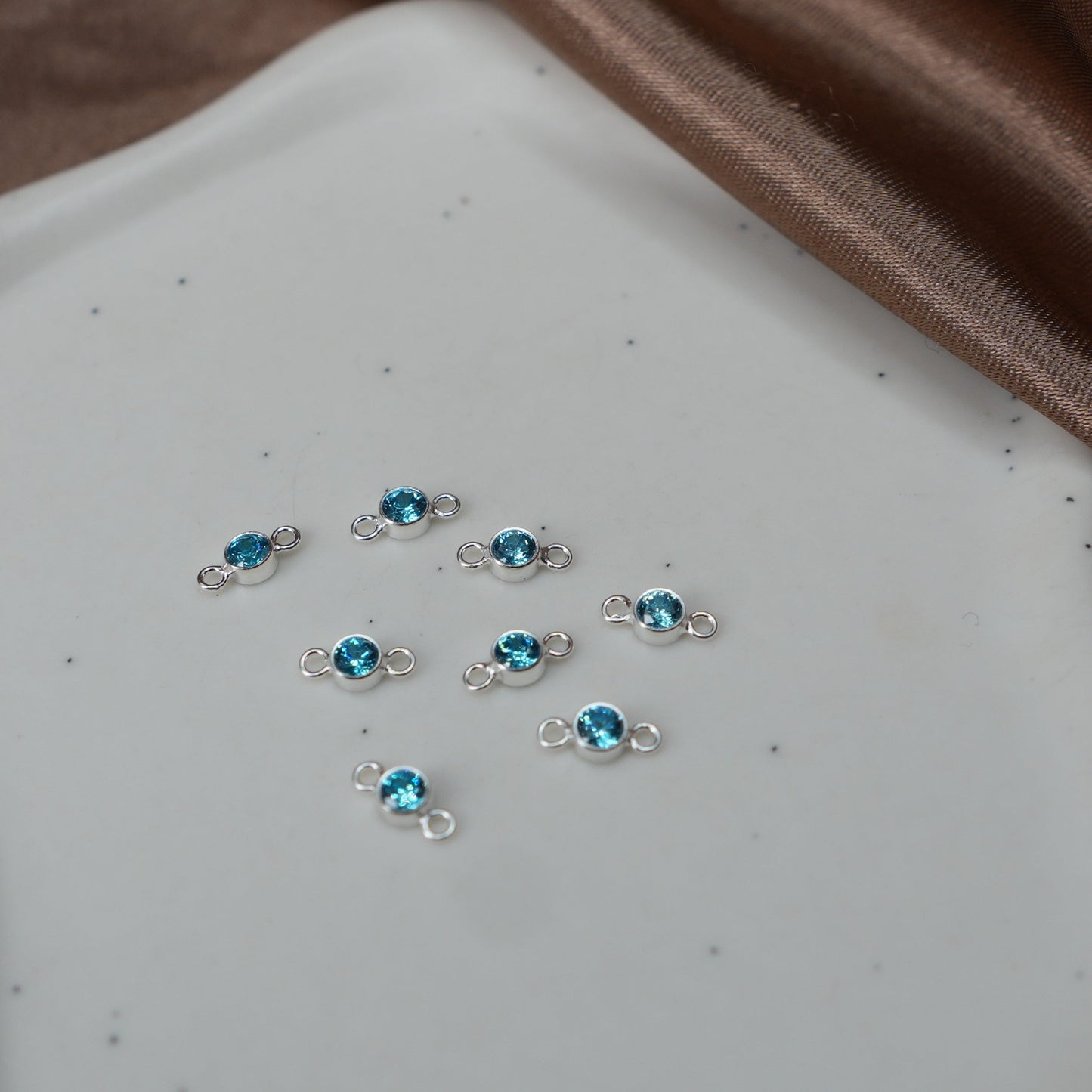 Sterling Silver Swiss Blue Connector Charm