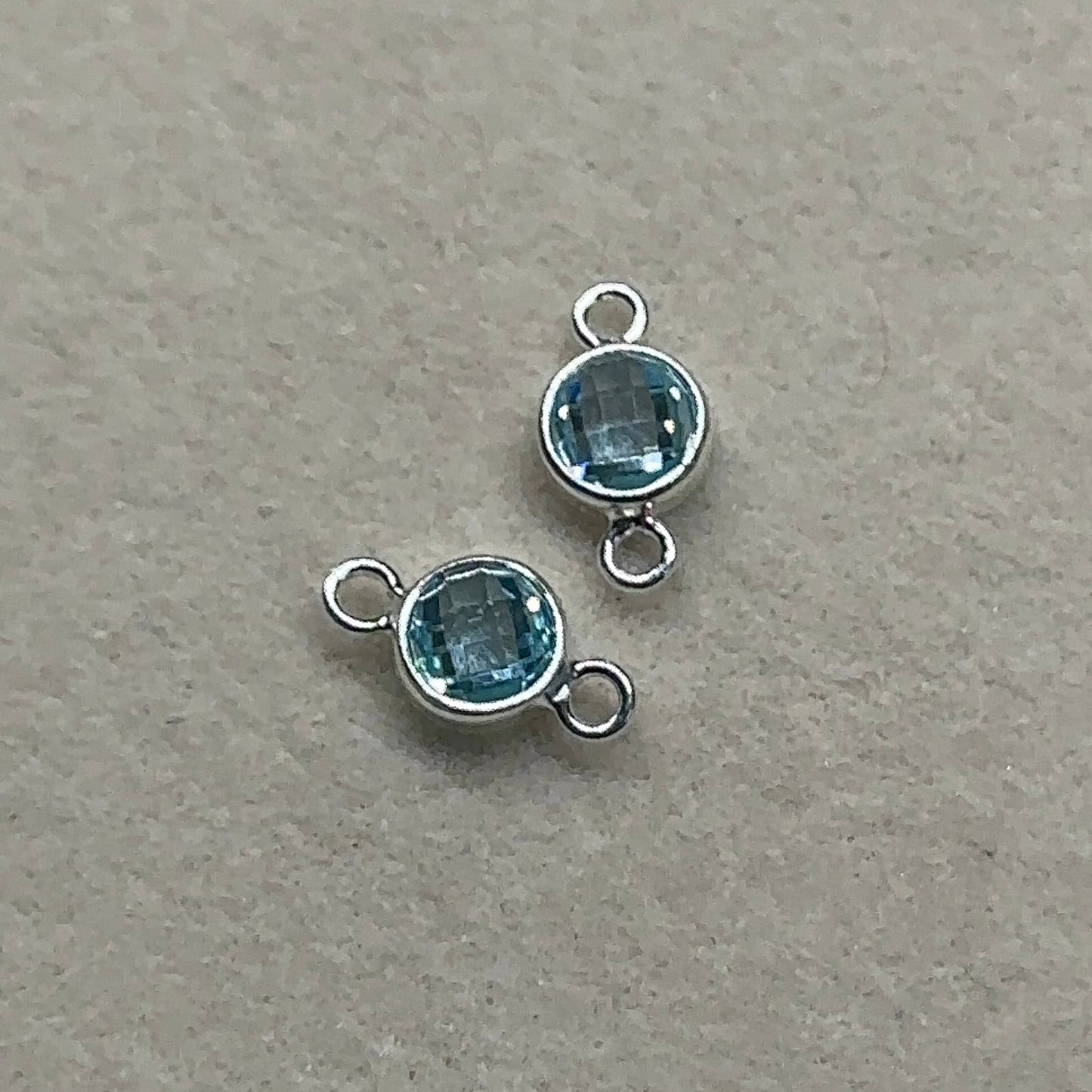 925 Sterling Silver Aquamarine Connector Charm