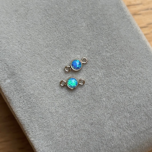 Gold Filled Opal Blue Connector Charm