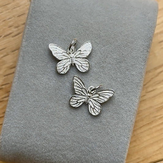 925 Sterling Silver Butterfly White Pendant Charm