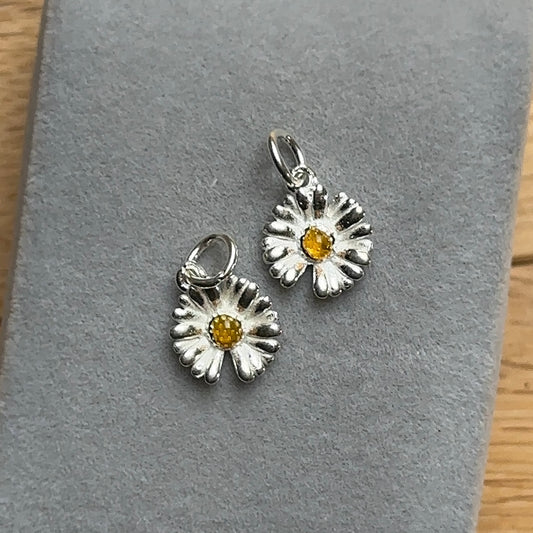 White Daisy Flower Pendant Charm 925 Sterling Silver