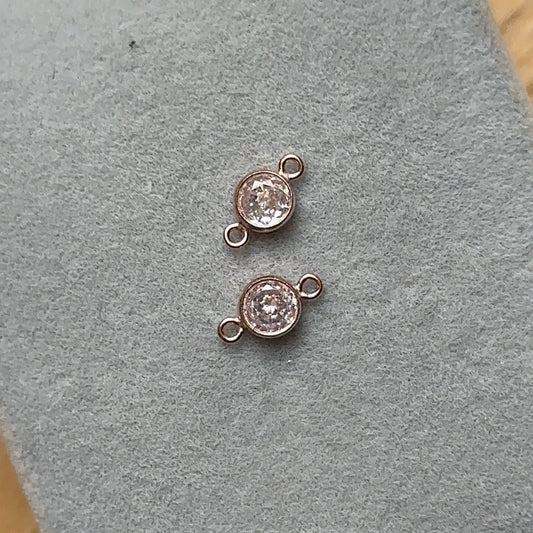 14k Rose Gold Filled White Crystal Connector Charm