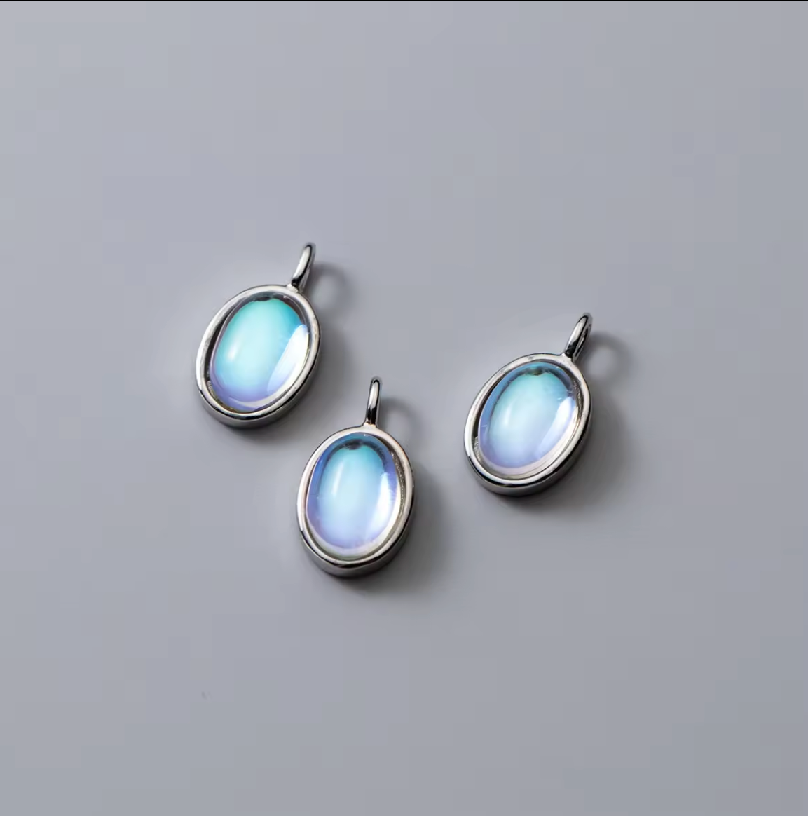 925 Sterling Silver Moonstone Egg Charm